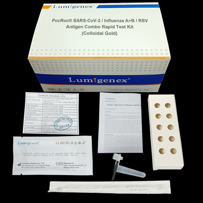 SARS-CoV-2 / Influenza A + B / RSV Antigen Combo Rapid Test Kit 3 قطرات حجم العينة